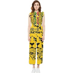 Lion Head Africa Rasta Women s Frill Top Chiffon Jumpsuit by Mog4mog4