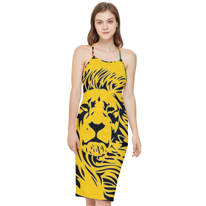 Lion Head Africa Rasta Bodycon Cross Back Summer Dress