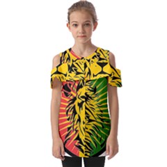 Lion Head Africa Rasta Fold Over Open Sleeve Top by Mog4mog4