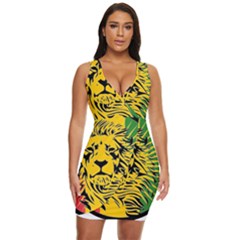 Lion Head Africa Rasta Draped Bodycon Dress