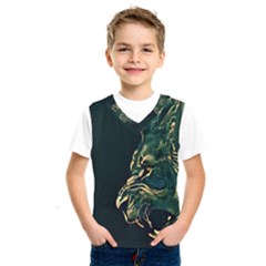 Angry Male Lion Kids  Basketball Tank Top by Mog4mog4