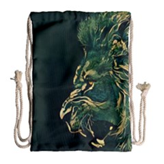 Angry Male Lion Drawstring Bag (large)