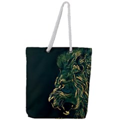 Angry Male Lion Full Print Rope Handle Tote (large)