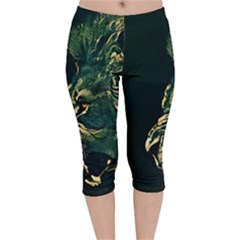 Angry Male Lion Velvet Capri Leggings  by Mog4mog4