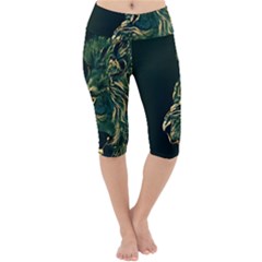 Angry Male Lion Lightweight Velour Cropped Yoga Leggings by Mog4mog4