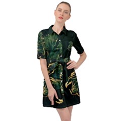 Angry Male Lion Belted Shirt Dress