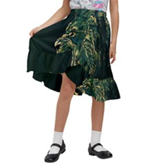 Angry Male Lion Kids  Ruffle Flared Wrap Midi Skirt by Mog4mog4