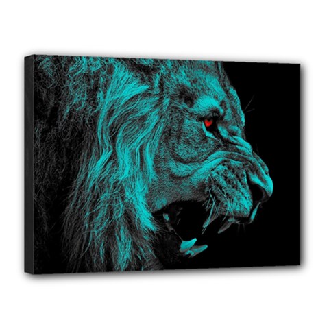 Angry Male Lion Predator Carnivore Canvas 16  X 12  (stretched)