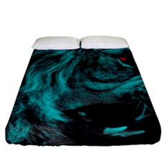 Angry Male Lion Predator Carnivore Fitted Sheet (king Size) by Mog4mog4