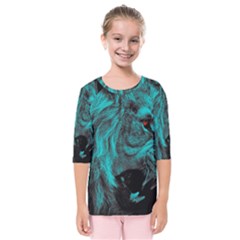 Angry Male Lion Predator Carnivore Kids  Quarter Sleeve Raglan Tee