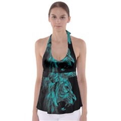 Angry Male Lion Predator Carnivore Babydoll Tankini Top by Mog4mog4