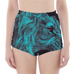 Angry Male Lion Predator Carnivore High-waisted Bikini Bottoms by Mog4mog4