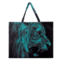 Angry Male Lion Predator Carnivore Zipper Large Tote Bag