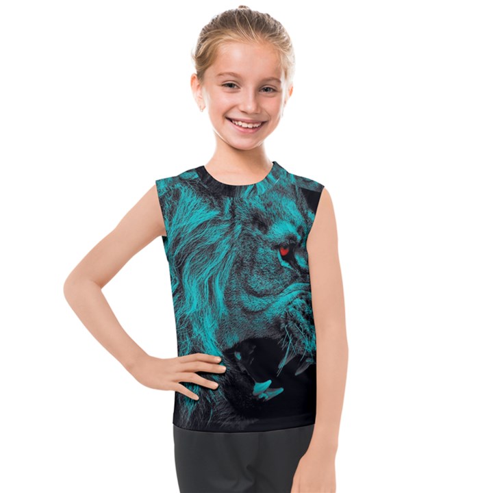 Angry Male Lion Predator Carnivore Kids  Mesh Tank Top