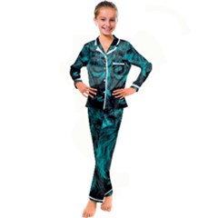 Angry Male Lion Predator Carnivore Kids  Satin Long Sleeve Pajamas Set by Mog4mog4