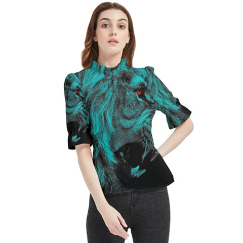 Angry Male Lion Predator Carnivore Frill Neck Blouse by Mog4mog4