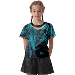 Angry Male Lion Predator Carnivore Kids  Front Cut Tee by Mog4mog4