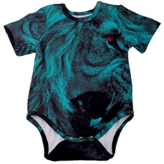 Angry Male Lion Predator Carnivore Baby Short Sleeve Bodysuit by Mog4mog4