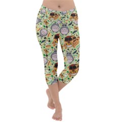 My Neighbor Totoro Pattern Lightweight Velour Capri Yoga Leggings