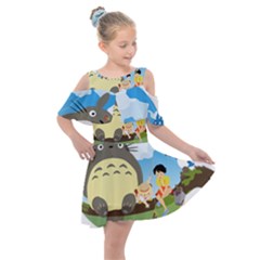 My Neighbor Totoro Totoro Kids  Shoulder Cutout Chiffon Dress by Mog4mog4