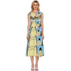 My Neighbor Totoro Totoro V-neck Drawstring Shoulder Sleeveless Maxi Dress