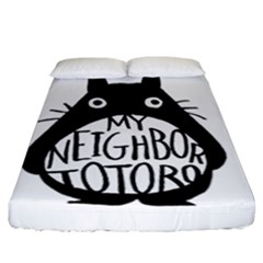 My Neighbor Totoro Black And White Fitted Sheet (california King Size) by Mog4mog4