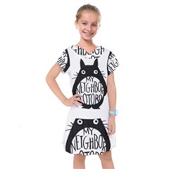 My Neighbor Totoro Black And White Kids  Drop Waist Dress by Mog4mog4