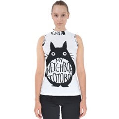 My Neighbor Totoro Black And White Mock Neck Shell Top by Mog4mog4