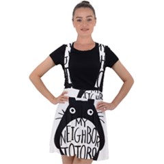 My Neighbor Totoro Black And White Velvet Suspender Skater Skirt by Mog4mog4