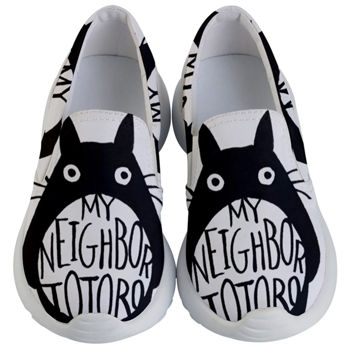 My Neighbor Totoro Black And White Kids Lightweight Slip Ons