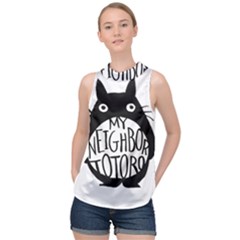 My Neighbor Totoro Black And White High Neck Satin Top by Mog4mog4