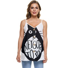 My Neighbor Totoro Black And White Casual Spaghetti Strap Chiffon Top by Mog4mog4