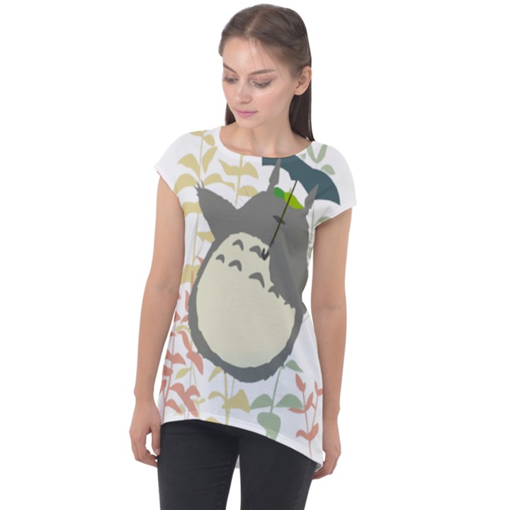 My Neighbor Totoro Cartoon Cap Sleeve High Low Top