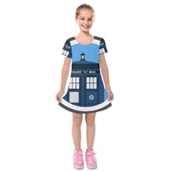 Doctor Who Tardis Kids  Short Sleeve Velvet Dress by Mog4mog4