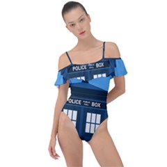 Doctor Who Tardis Frill Detail One Piece Swimsuit by Mog4mog4