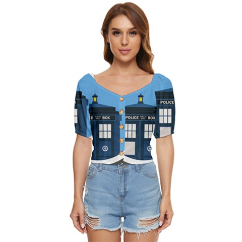 Doctor Who Tardis Button Up Blouse by Mog4mog4