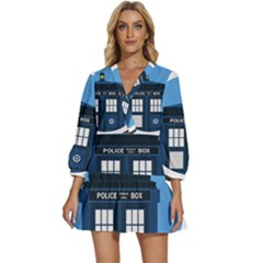 Doctor Who Tardis V-neck Placket Mini Dress by Mog4mog4