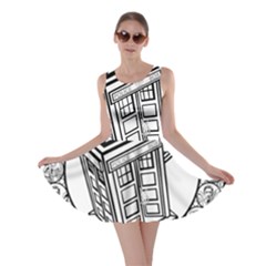 Bad Wolf Tardis Art Drawing Doctor Who Skater Dress by Mog4mog4