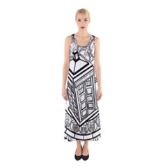 Bad Wolf Tardis Art Drawing Doctor Who Sleeveless Maxi Dress by Mog4mog4