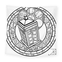 Bad Wolf Tardis Art Drawing Doctor Who Square Tapestry (large) by Mog4mog4