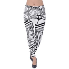 Bad Wolf Tardis Art Drawing Doctor Who Velvet Leggings by Mog4mog4