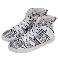 Bad Wolf Tardis Art Drawing Doctor Who Women s Hi-top Skate Sneakers by Mog4mog4