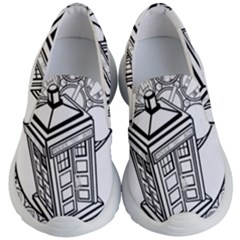 Bad Wolf Tardis Art Drawing Doctor Who Kids Lightweight Slip Ons by Mog4mog4