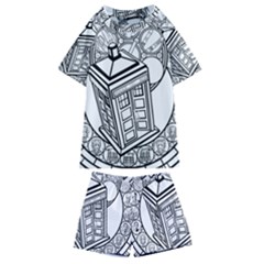 Bad Wolf Tardis Art Drawing Doctor Who Kids  Swim Tee And Shorts Set by Mog4mog4