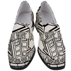 Bad Wolf Tardis Art Drawing Doctor Who Women s Chunky Heel Loafers by Mog4mog4