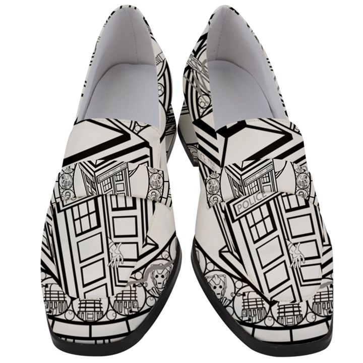 Bad Wolf Tardis Art Drawing Doctor Who Women s Chunky Heel Loafers