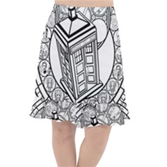 Bad Wolf Tardis Art Drawing Doctor Who Fishtail Chiffon Skirt by Mog4mog4