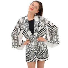 Bad Wolf Tardis Art Drawing Doctor Who Long Sleeve Kimono by Mog4mog4