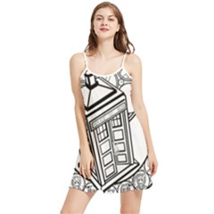 Bad Wolf Tardis Art Drawing Doctor Who Summer Frill Dress by Mog4mog4