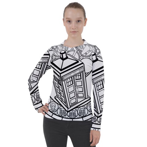 Bad Wolf Tardis Art Drawing Doctor Who Women s Pique Long Sleeve Tee by Mog4mog4